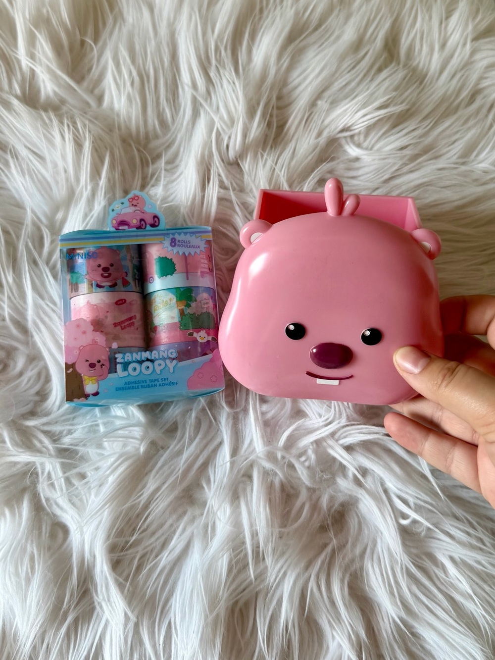 Zanmang Loopy Pink Cute Desk Tape Dispenser and Washi Tape Set